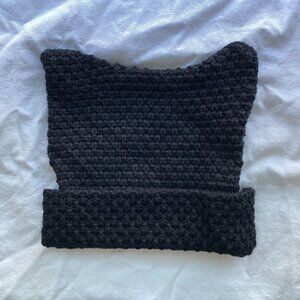 Handmade Crochet Cat Ears Beanie Pussycat Hat Halloween Cosplay Costume Hat